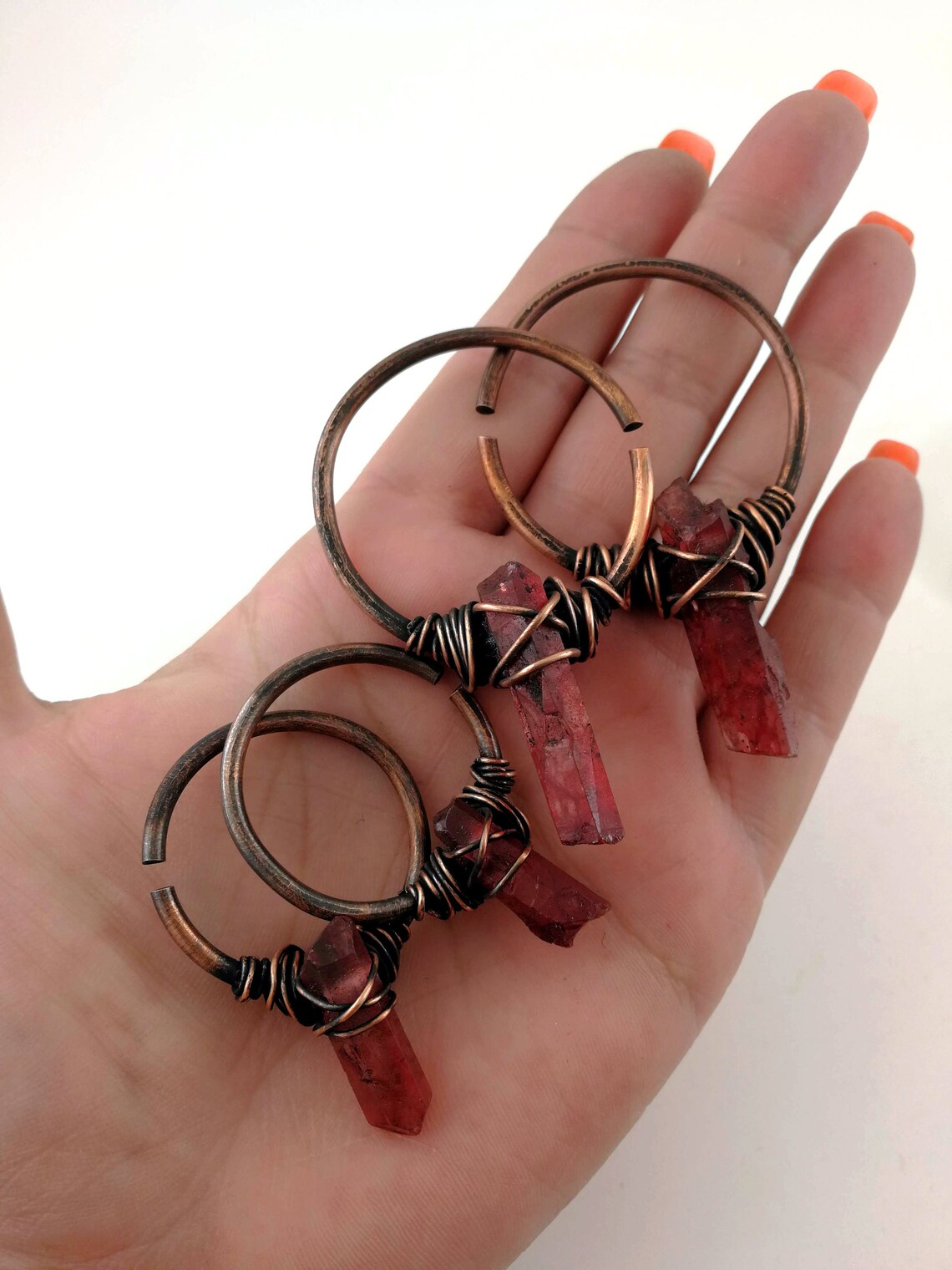 10g Raw Red Stone Tunnel Earrings Ear Weights Etsy