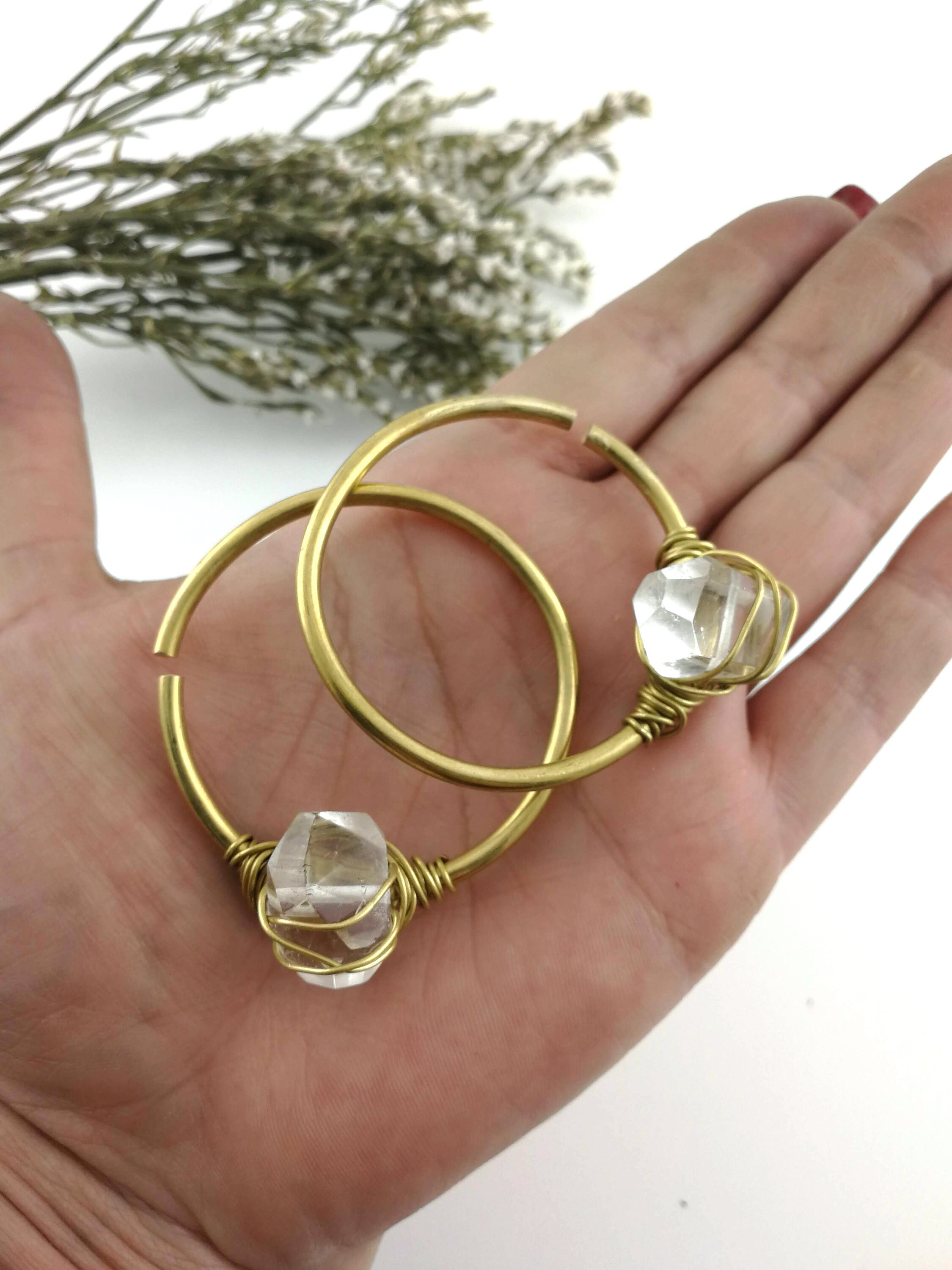 10 gauge Brass Hoops Tunnel Earrings Etsy