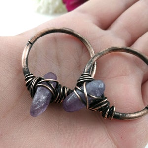 10g Ear Weights Amethyst Stone Tunnel Earrings image 6