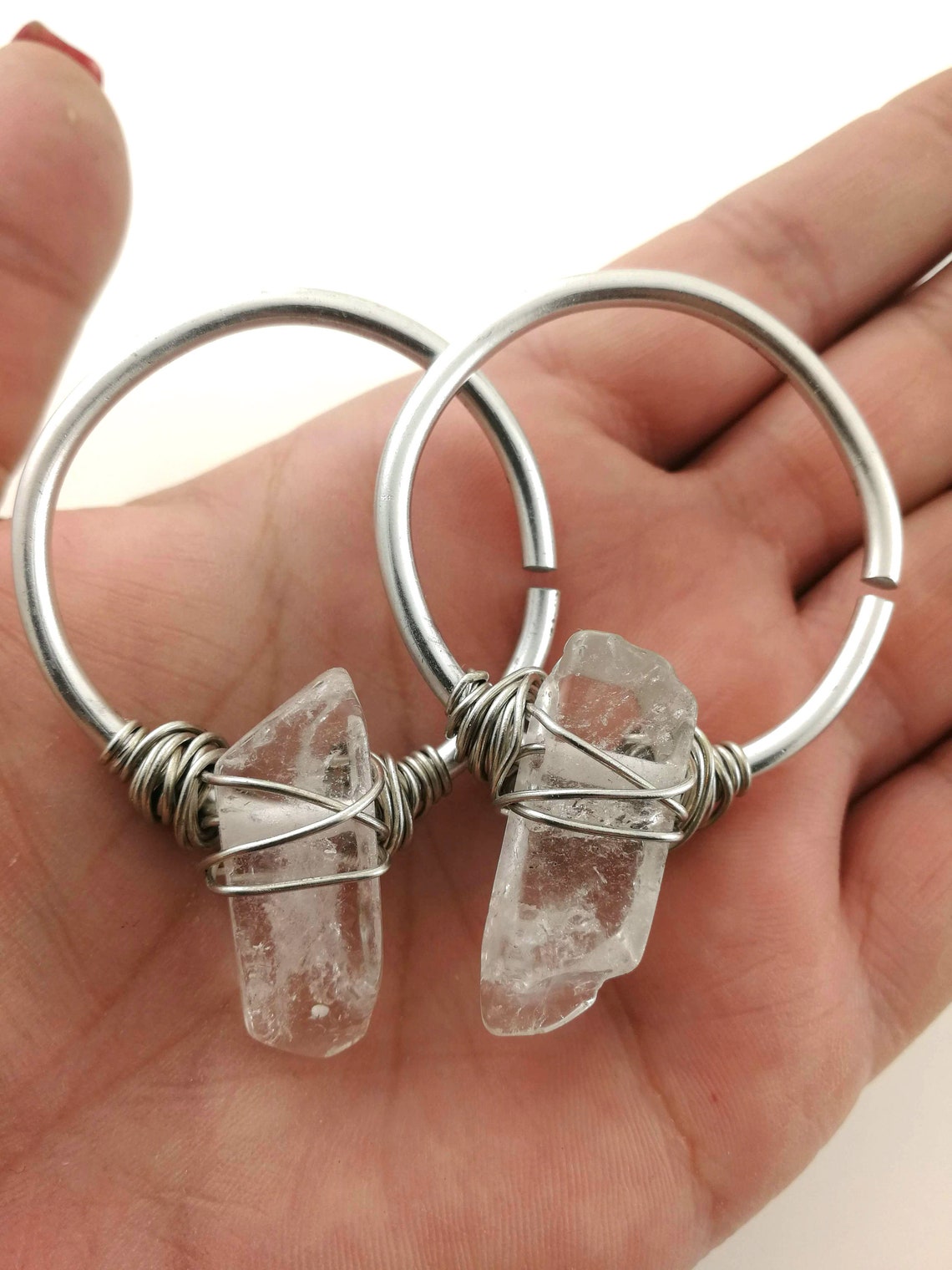 8g Ear Weights Raw Stone Aluminium Tunnel Earrings Etsy