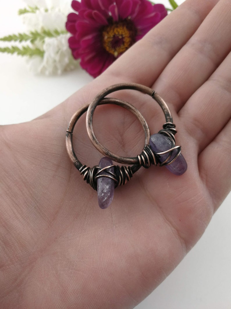 10g Ear Weights Amethyst Stone Tunnel Earrings Etsy Denmark