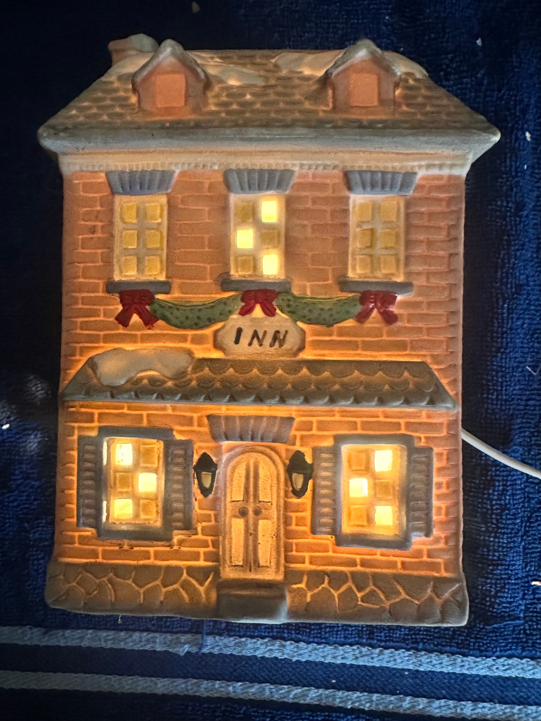 Porcelain Bisque Christmas Village Inn National Decorations Americana Collectibles Noel Inn
