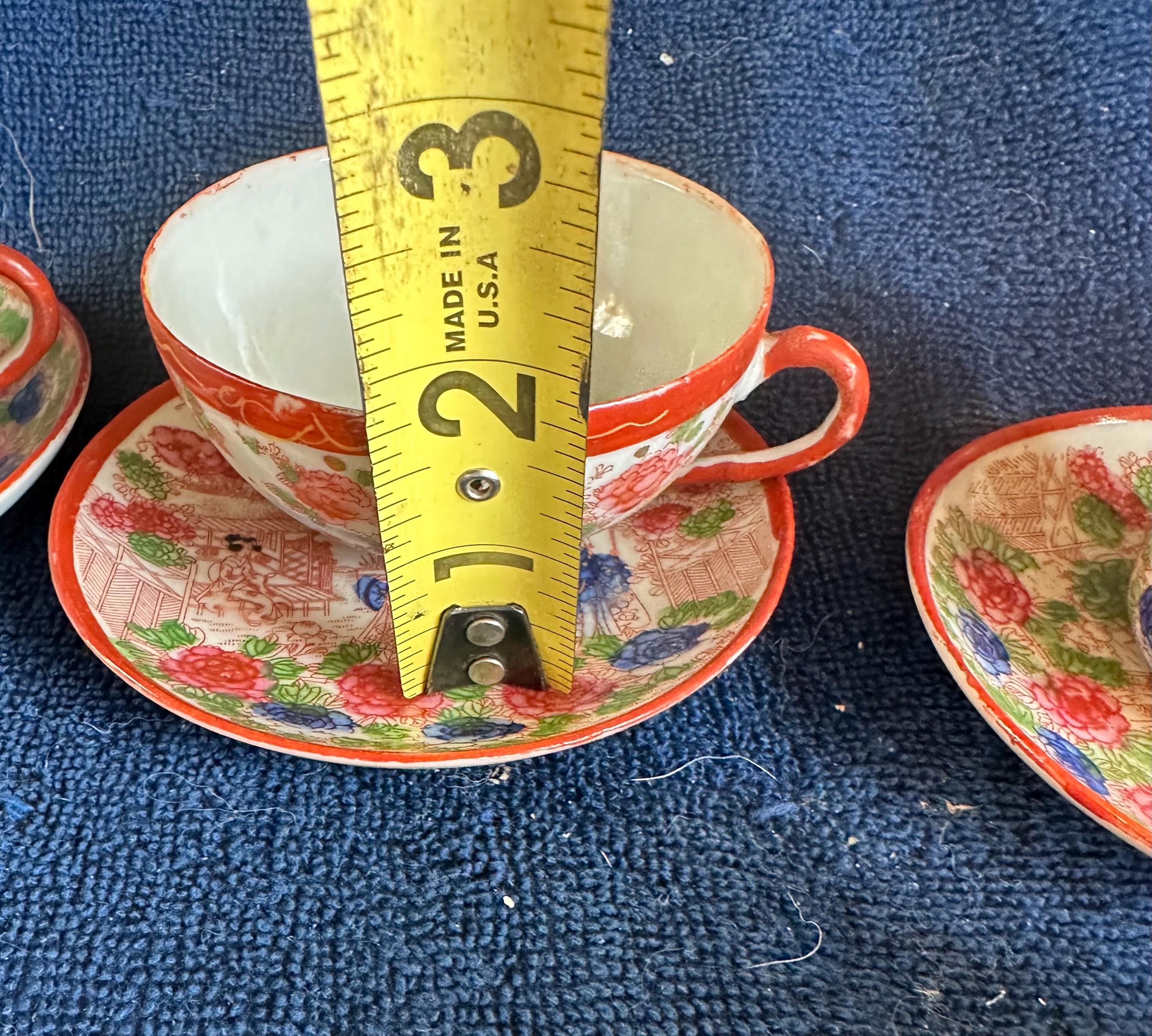 Vintage Japanese Geisha Girls Porcelain Tea Set 13 Pcs. Tea Pot
