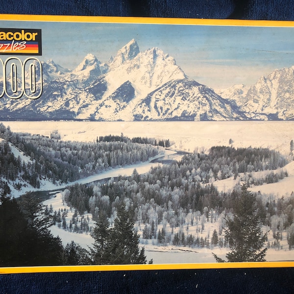 Kodacolor by Rose Art “Snake River” Puzzle Snow Capped Mountain Landscape Jigsaw Puzzle 1000 Pieces Eastman Kodak American River Scene