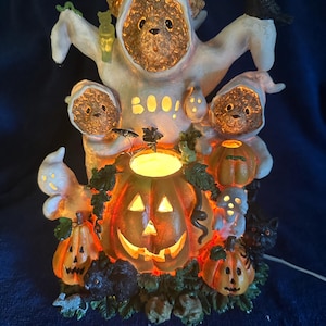 Lighted Pumpkin Jack-O-Lantern Teddy Bear Family Halloween Black Cat, Ghosts, Bats,  Thanksgiving Fall Halloween Light Decoration
