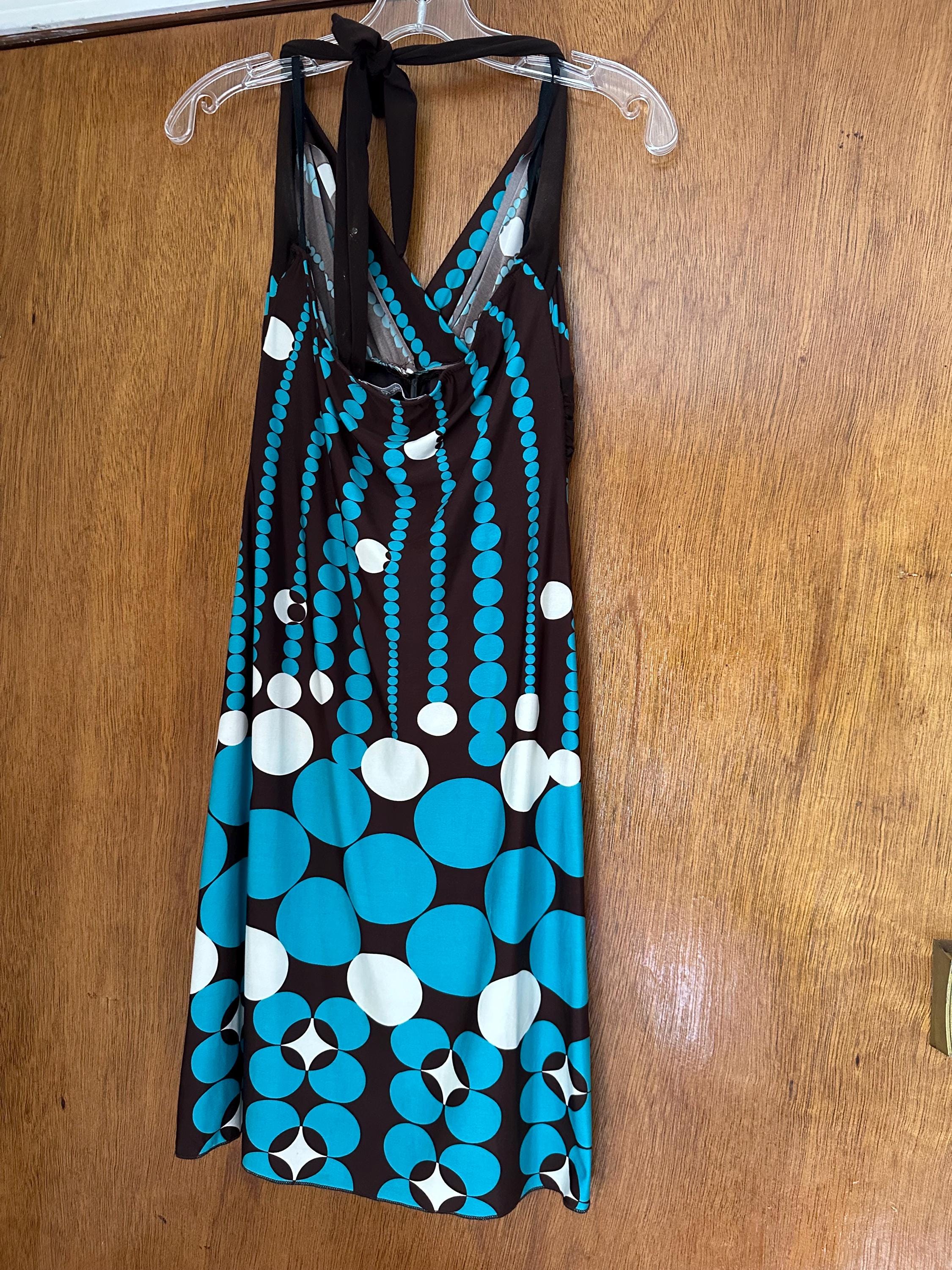 Fashion Charlotte Russe Summer Dresses Charlotte Russe Halter Dress  Black/aqua O Accent Band Geometric Print Open Back Sundress Summer Party  Dress Size Medium