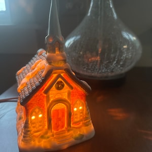 Christmas Village Lighted Church Medium Size Noel Chapel Porcelain Illuminated Town Church Vintage Christmas Light Christmas Decoration