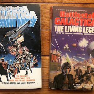 Vintage LOT OF 2 Sci-Fi Books-“Battlestar Galactica” 1978 and “Battlestar Galactica 6” 1982 by Glen A Larson Paperback
