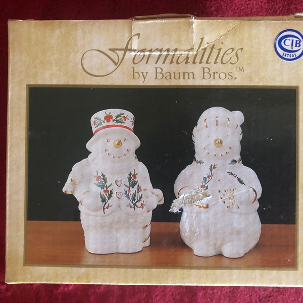 Christmas Salt and Pepper Shakers Formalities by Baum Bros. Mr & Mrs Snowman Salt And Pepper Shakers OR Holly Leaf Shakers OR Others NEW