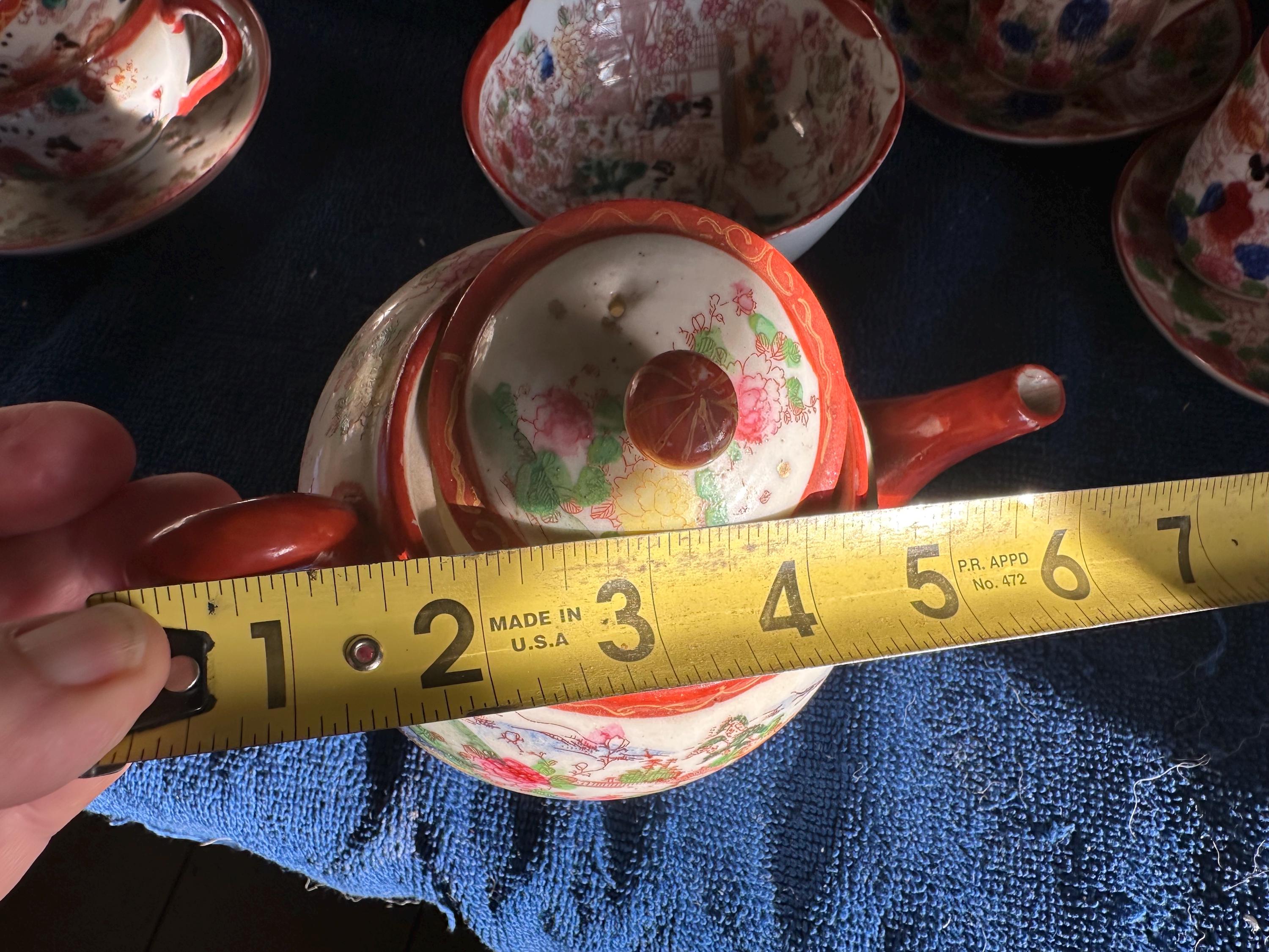 Vintage Japanese Geisha Girls Porcelain Tea Set 13 Pcs. Tea Pot