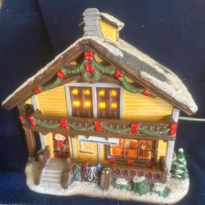 St. Nikolaus Platz Dorf Sammlung Ski Hütte Beleuchtete Weihnachtsdorf Ski Haus Noel Große Beleuchtete Gebäude Ski Berghütte