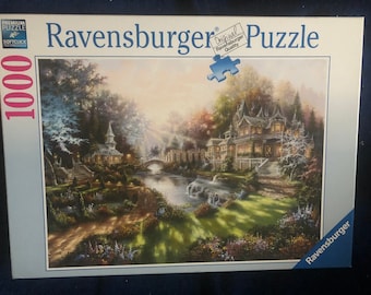 Ravensburger Puzzle “Morning Glory” Adult 1000 Pc Mansion on River Scene Daylight Water Landscape