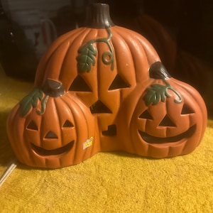 Halloween Jack O’ Lantern Light Vintage Ceramic 6&quot; X 9” Pumpkin Night Light  Lamp Halloween Decoration Bar Decor Party Light Window Lamp