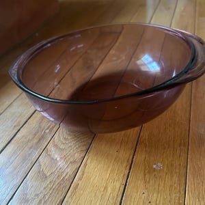 PYREX #024 CRANBERRY Glass 2 Quart Casserole Bowl Dish, Pyrex Bakeware Mixing Bowl Made in the USA! No Lid.