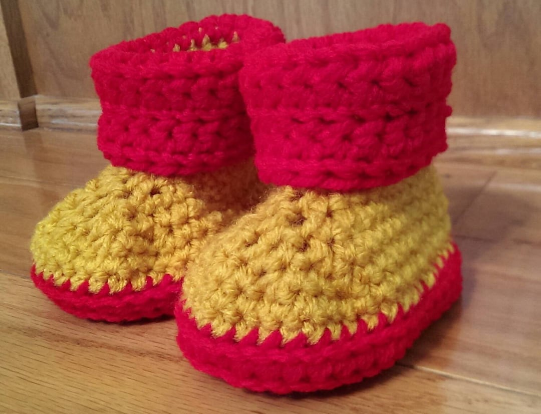 Baby Booties Team Spirit Booties Red and Gold Booties 3 - Etsy