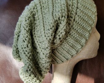 Slouch Hat - Slouch Beanie - Crochet Slouch Hat - Green- Women's Hat - Teen Hat - Ready to Ship