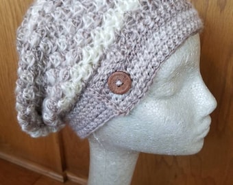 Slouch Hat - Slouch Beanie - Crochet - Variegated Cappuccino - Women's Hat - Teen Hat - Ready to Ship