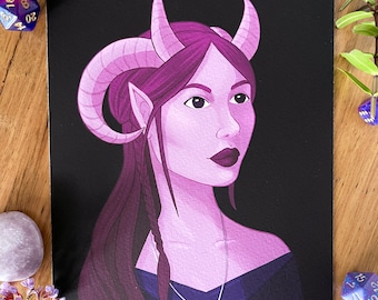 Horned Girl Portrait  - Fine Art Print A5