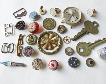 Metal Pieces, Mixed Media Supply, Assemblage Parts, Odds and Ends, Junk Drawer, Steampunk Supply, Salvaged Metal, Found Objects, Destash