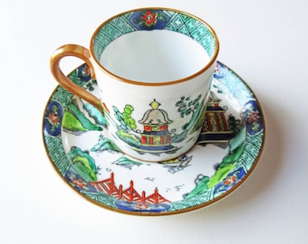 Ye Olde Willow Tea Cup and Saucer By Staffordshire of England, Pattern #S 356; Hand Painted Bone China