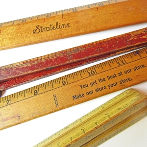 Vintage Ruler Collection: Folding Carpenter, Architect, Advertising Rulers