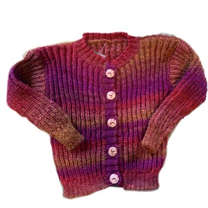 Handmade multi color wool sweater, made in Norway size 4-6