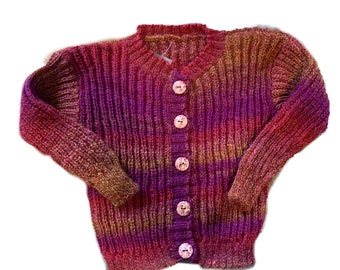 Handmade multi color wool sweater, made in Norway size 4-6