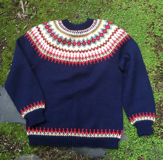 Handmade fair isle Norwegian sweater by Bergenkofter. size | Etsy