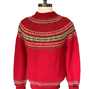 Handmade in Norway, Foldal of Aalesund, Norway, Wool Pullover Ski Sweater -Size Small