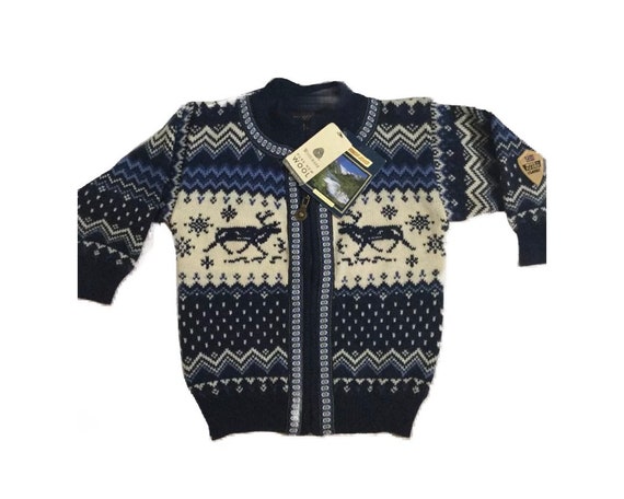 Windfjord, Norwegian wool cardigan zip up sweater,