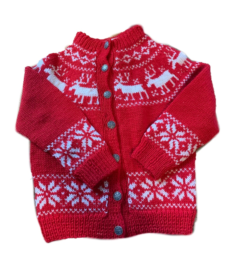 Festival Crew Neck Long Sleeve Reindeer Nordic Fair Isle Christmas Sweater