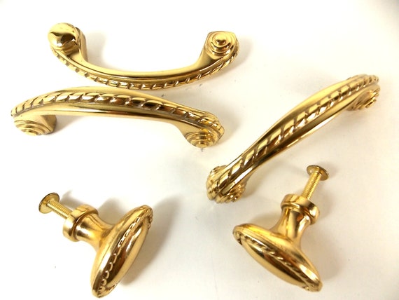vintage brass hardware drawer pulls knobs antique dresser etsy