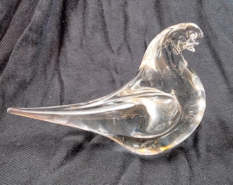 Figura de paloma de cristal artístico vintage, cristal de plomo, estilo escandinavo Murano