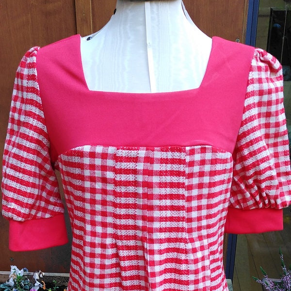 Vintage 60s Red Checked Mini Dress