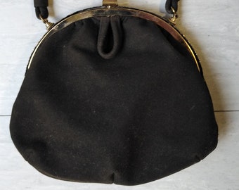 Vintage 50s/60s Dark Brown Suedette Handbag