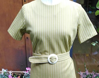 Vintage 60s Mustard Striped Mod Dress