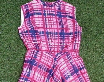 Vintage 60s Pink and Blue Checked Dress