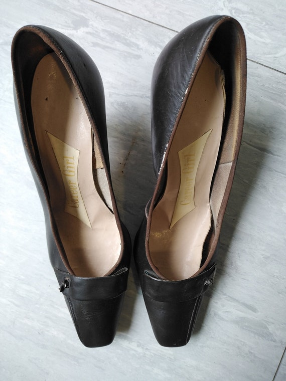 Vintage Late 50s/Early 60s Chocolate Brown Heels - image 1