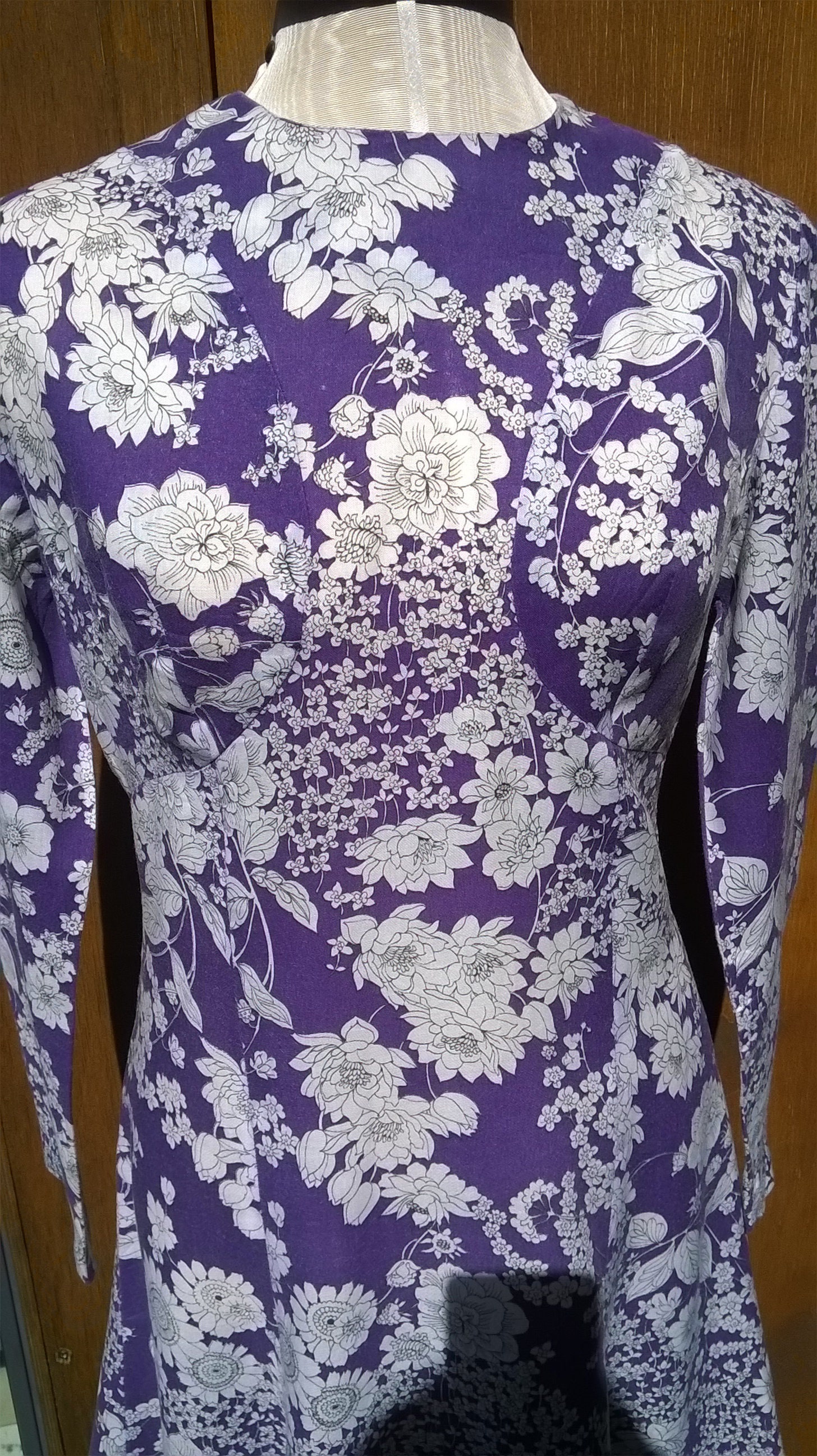 Vintage 60s Purple and White Floral Cotton Summer Dress - Etsy UK