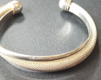 Vintage Silver Twisted Mesh Cuff Bangle