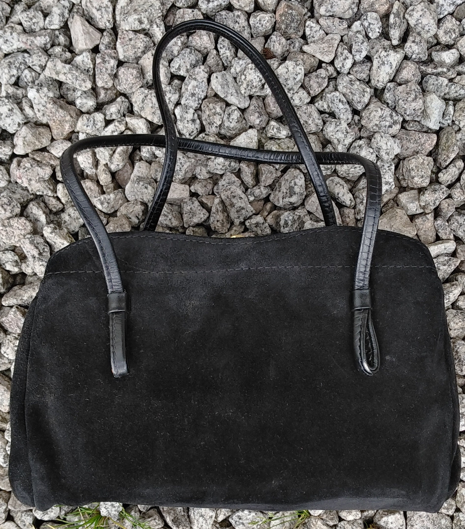 Vintage 60s Black Suede and Leather Handbag - Etsy UK