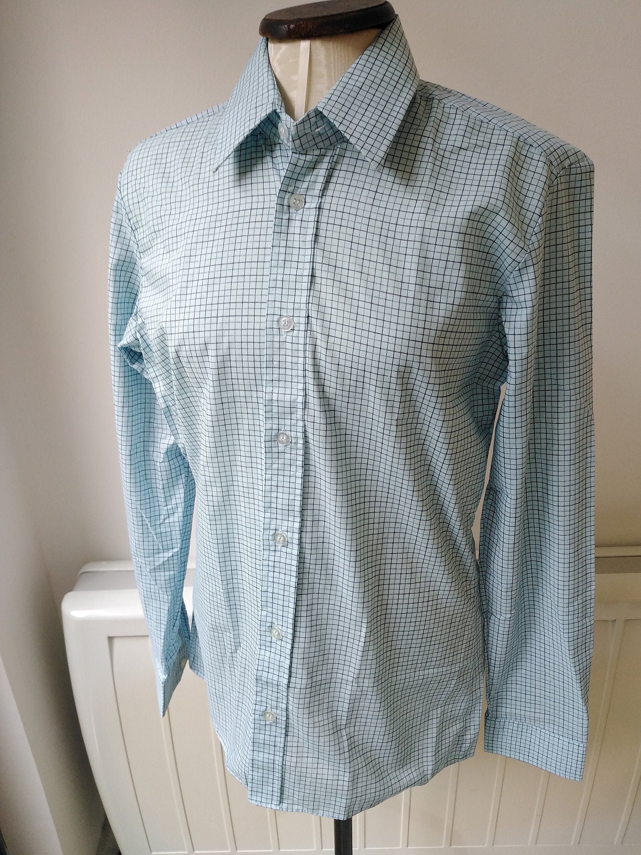 Image of Vintage Jon Wood Blue Checked Shirt