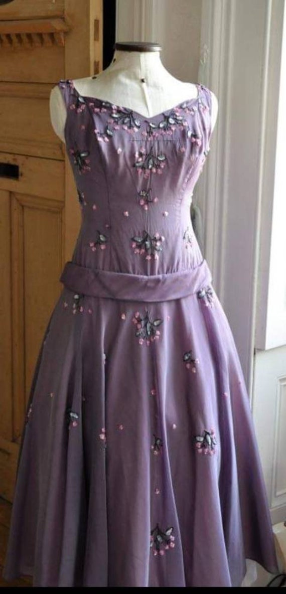 Vintage 50s Lilac Sequin Heiress Prom Dress Goodw… - image 3