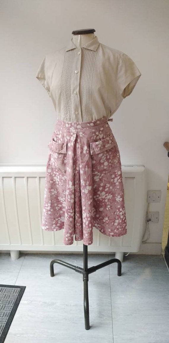 Vintage Rare 50s Novelty Print Inverted Pleat Skir