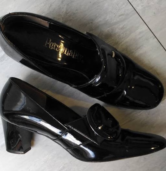 Vintage 60s Black Patent Mod Shoes