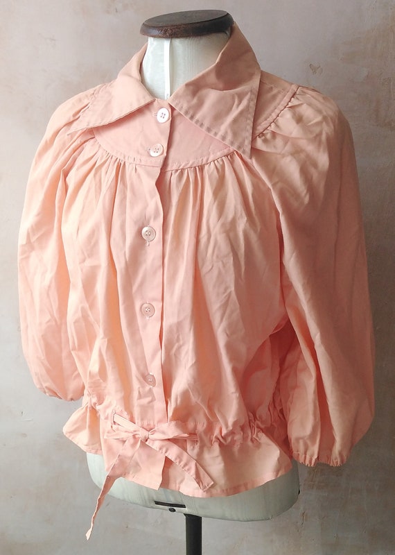 Vintage 70s Peach C and A Poet Blouse