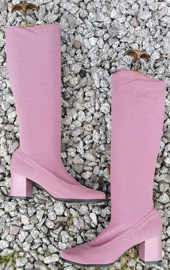 pink 60s boots