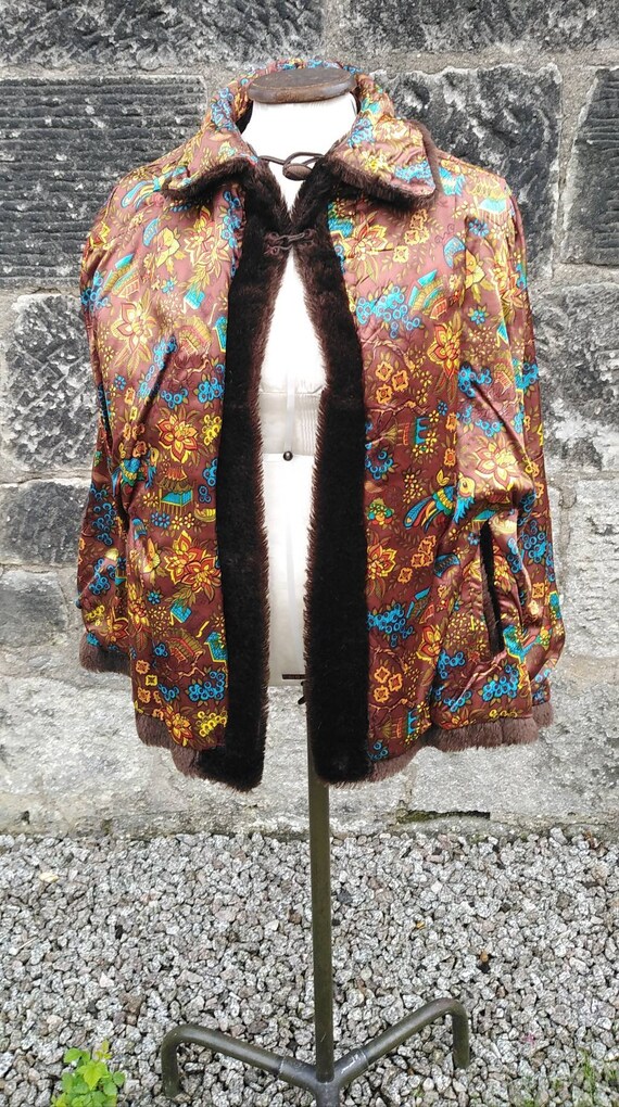 Vintage 60s Chocolate Brown Fake Fur Cape - image 4