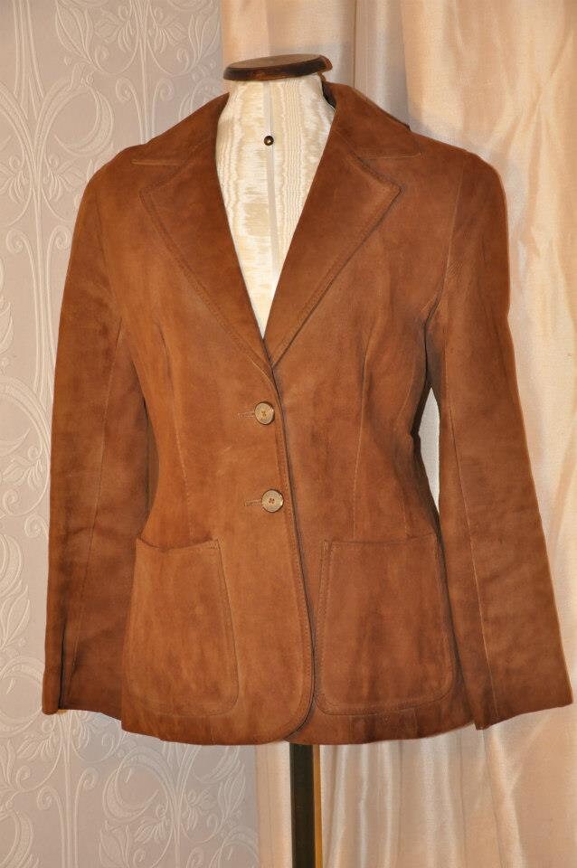 Image of Vintage S Cognac Suede Jacket