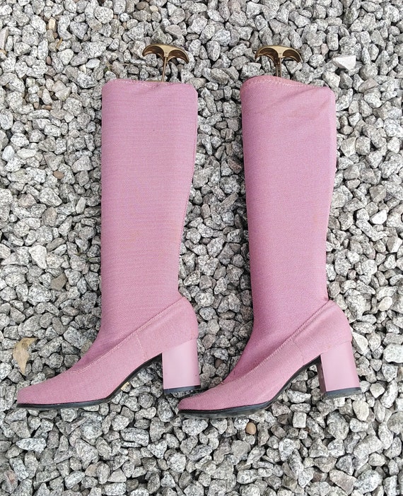 pink 60s boots